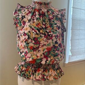 J. Crew Multicolor Floral Ruffle Blouse
